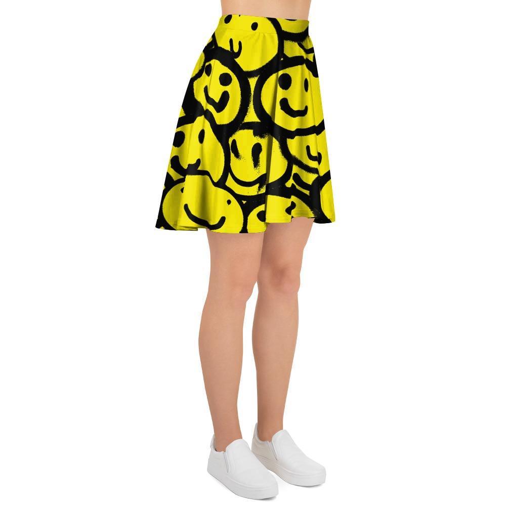 Graffiti Happy Emoji Print Women's Skirt-grizzshop