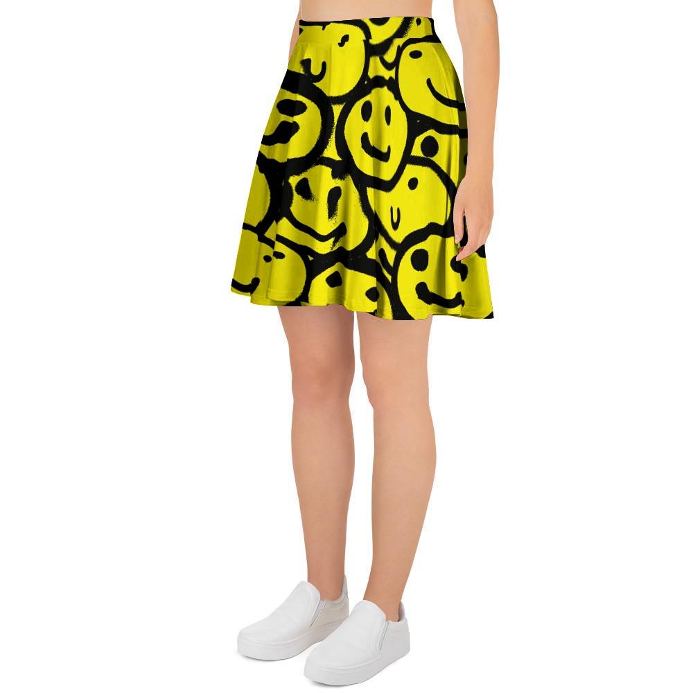 Graffiti Happy Emoji Print Women's Skirt-grizzshop