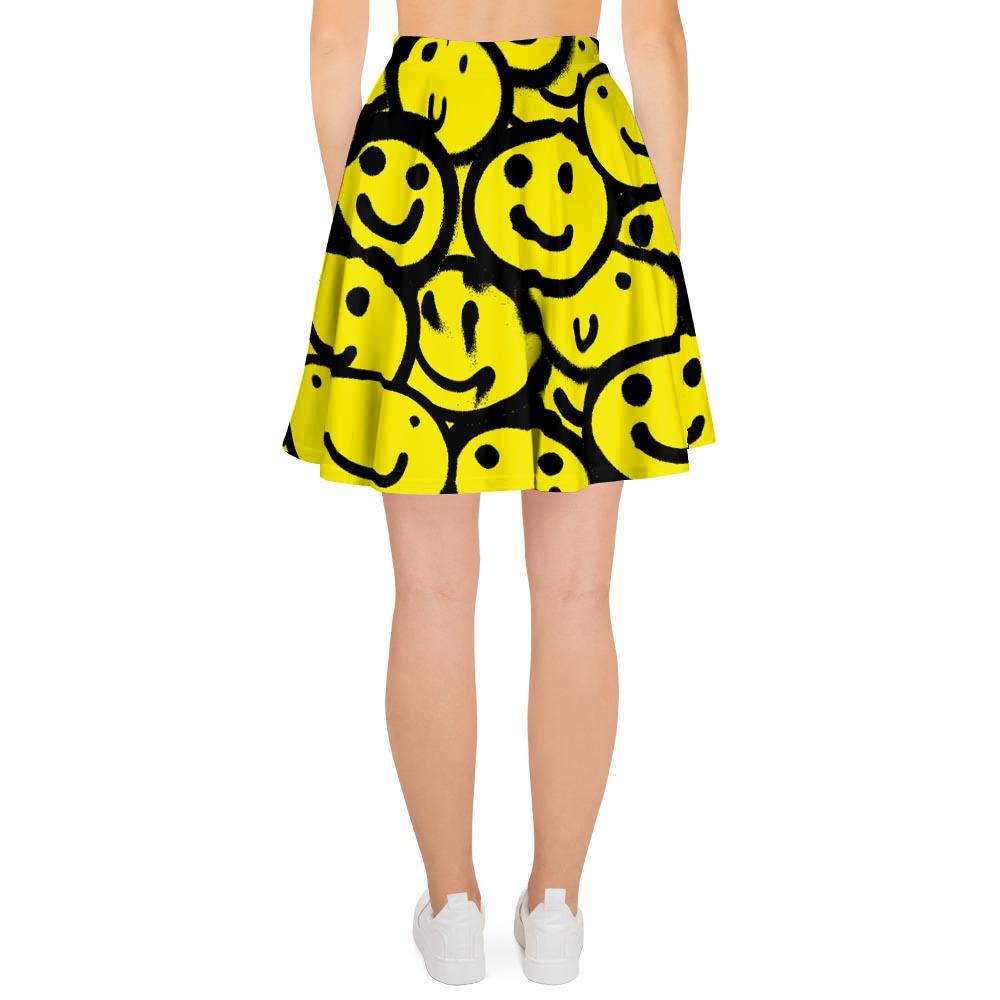 Graffiti Happy Emoji Print Women's Skirt-grizzshop