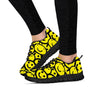 Graffiti Happy Emoji Print Women's Sneakers-grizzshop