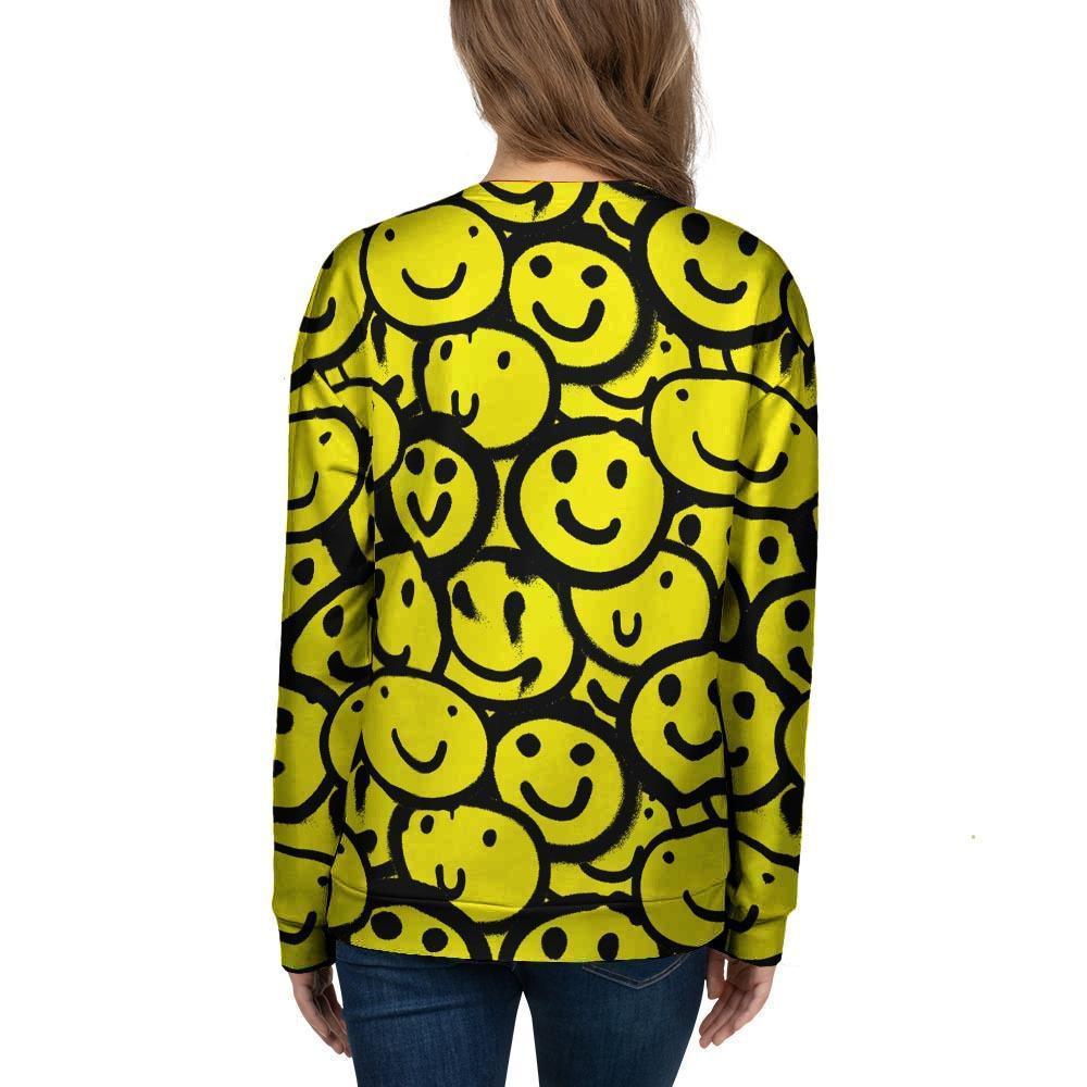 Graffiti Happy Emoji Print Women's Sweatshirt-grizzshop