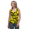 Graffiti Happy Emoji Print Women's Tank Top-grizzshop