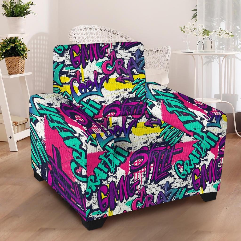 Graffiti Hiphop Print Armchair Cover-grizzshop