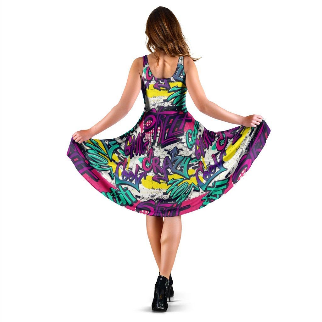 Graffiti Hiphop Print Dress-grizzshop