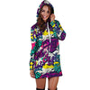 Graffiti Hiphop Print Hoodie Dress-grizzshop