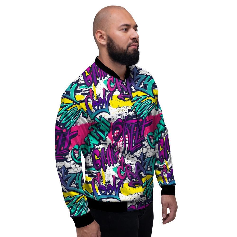 Graffiti Hiphop Print Men's Bomber Jacket-grizzshop