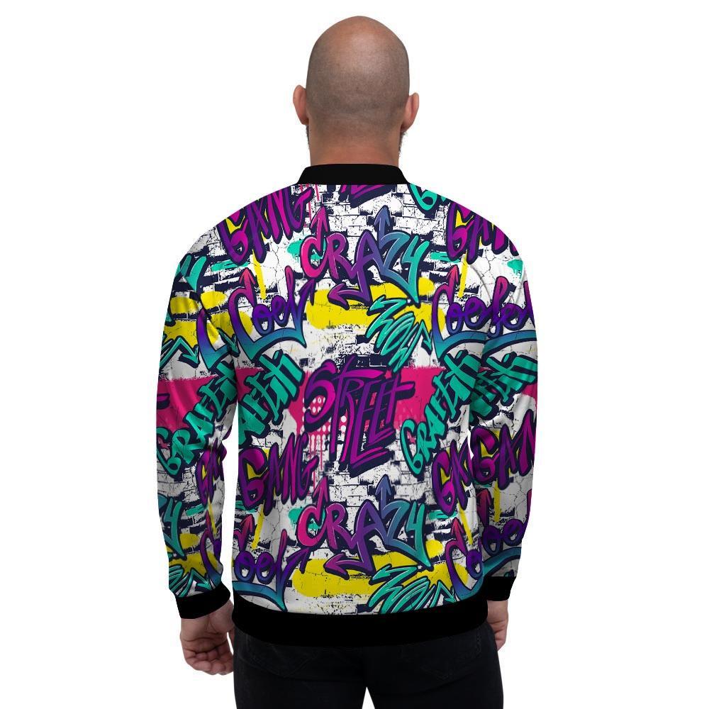 Graffiti Hiphop Print Men's Bomber Jacket-grizzshop