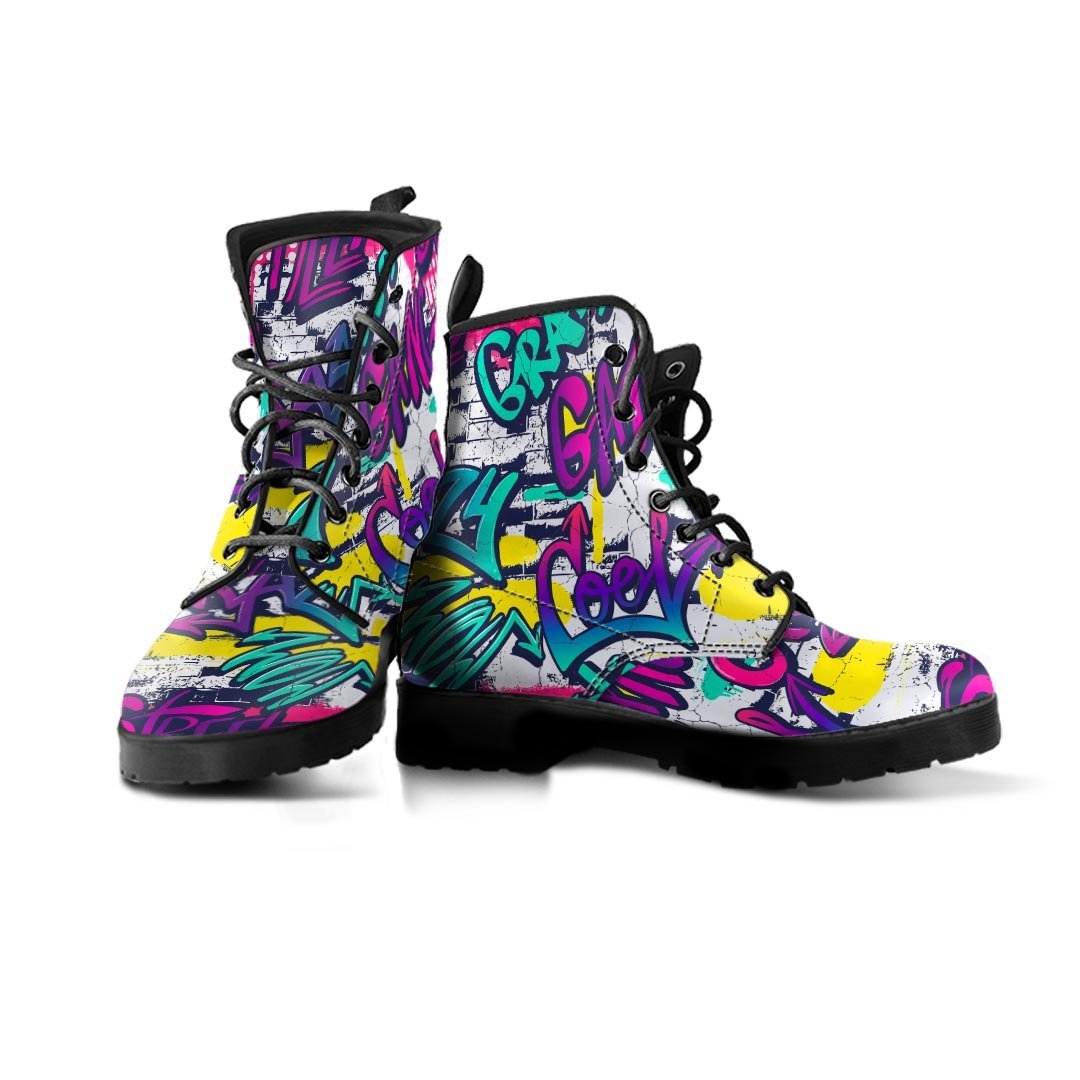 Graffiti Hiphop Print Men's Boots-grizzshop