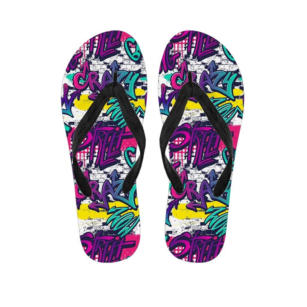 Graffiti Hiphop Print Men's Flip Flops-grizzshop