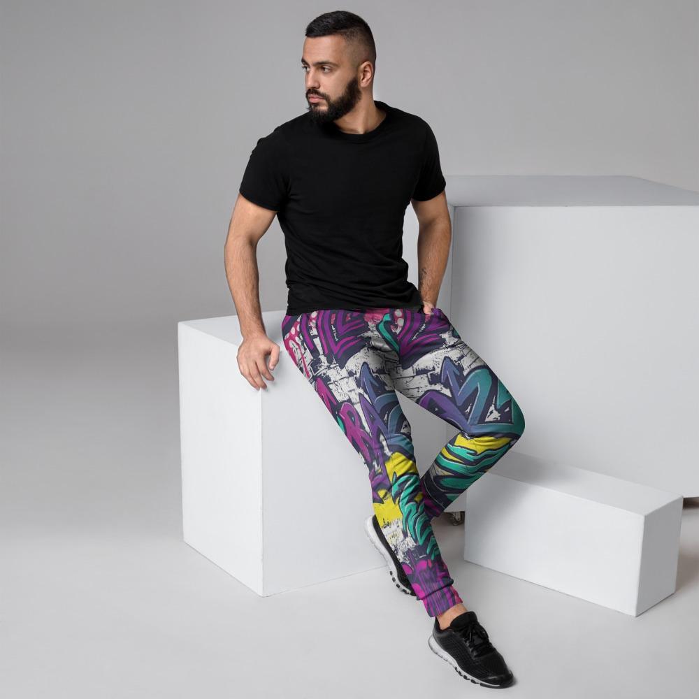 Graffiti Hiphop Print Men's Joggers-grizzshop