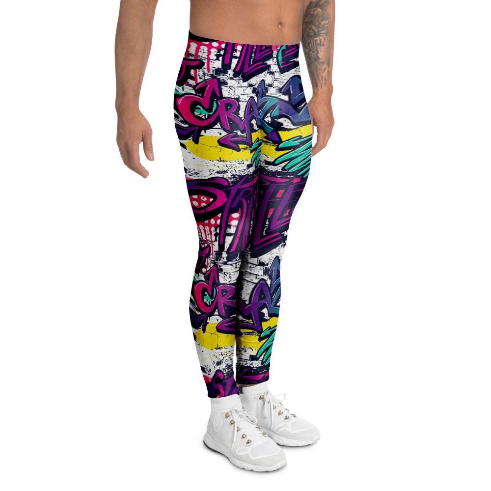 Graffiti Hiphop Print Men's Leggings-grizzshop
