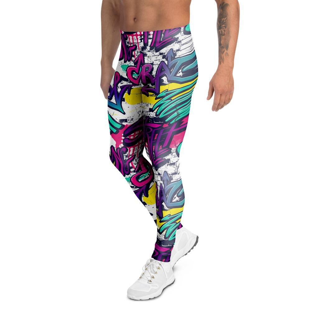 Graffiti Hiphop Print Men's Leggings-grizzshop