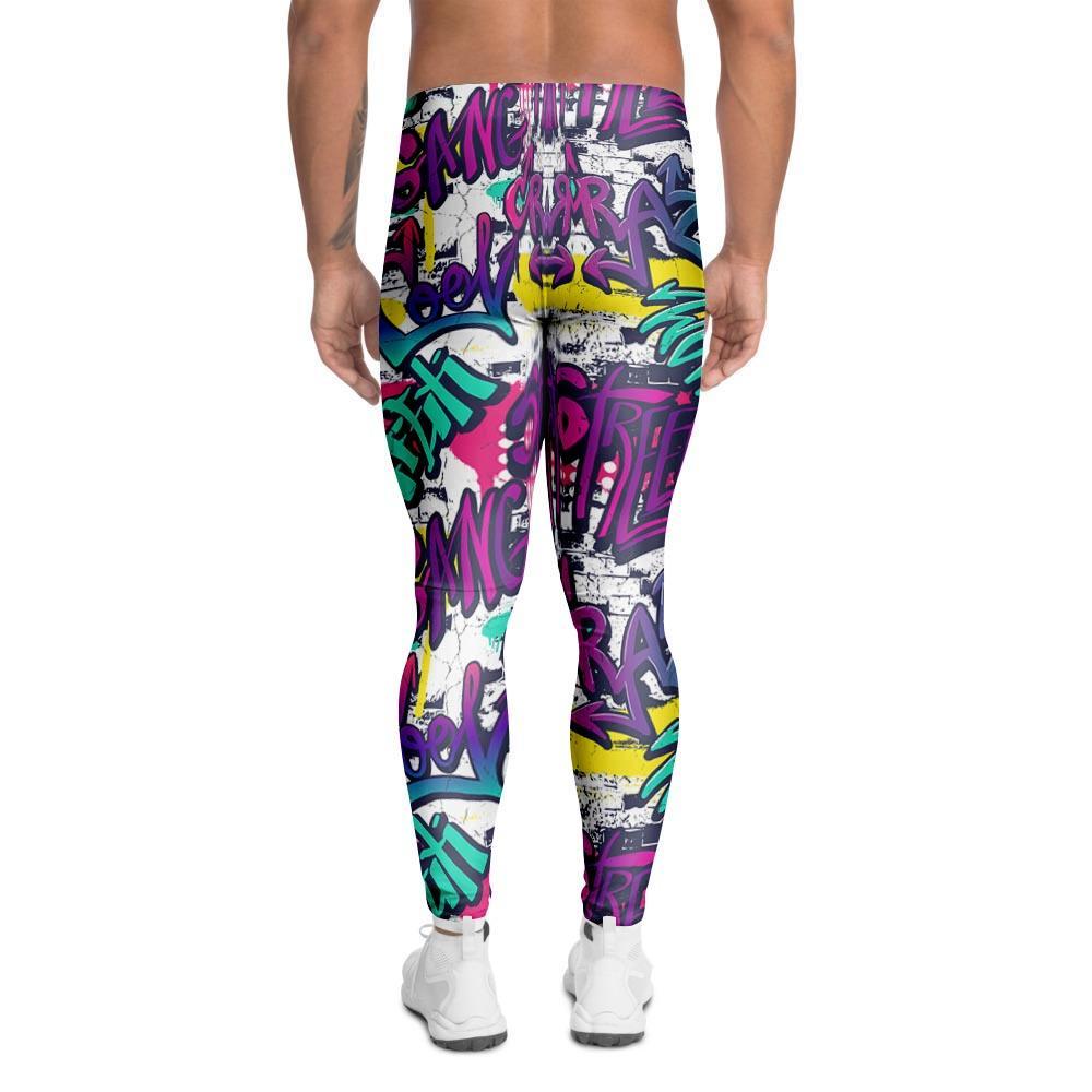 Graffiti Hiphop Print Men's Leggings-grizzshop