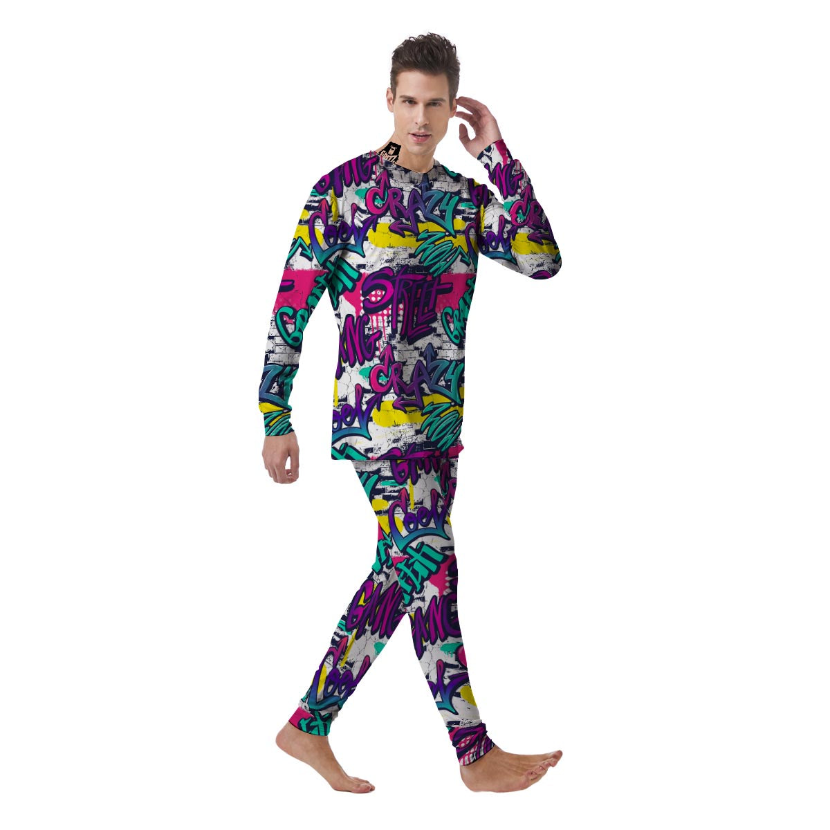 Graffiti Hiphop Print Men's Pajamas-grizzshop