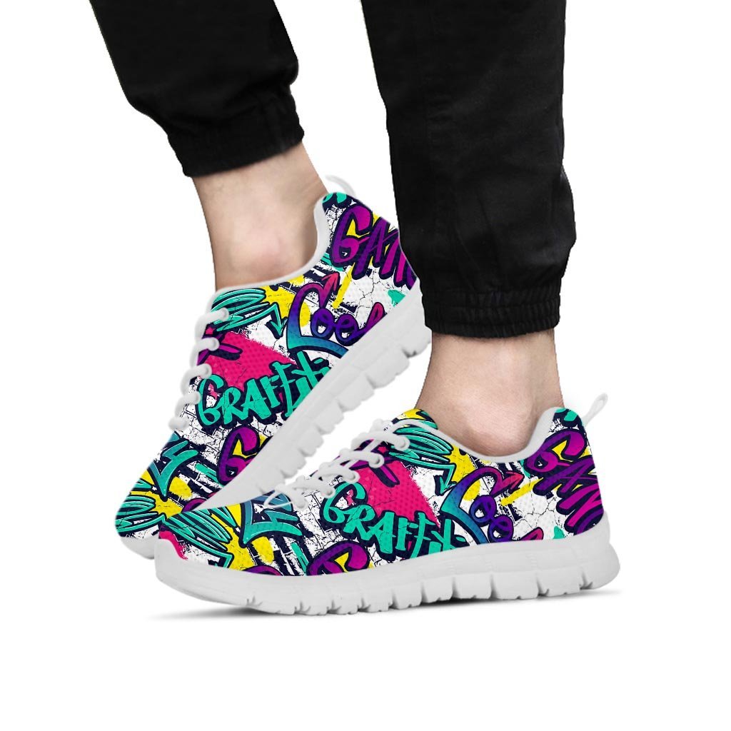 Graffiti Hiphop Print Men's Sneakers-grizzshop