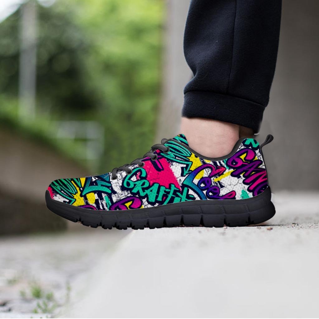 Graffiti Hiphop Print Men's Sneakers-grizzshop