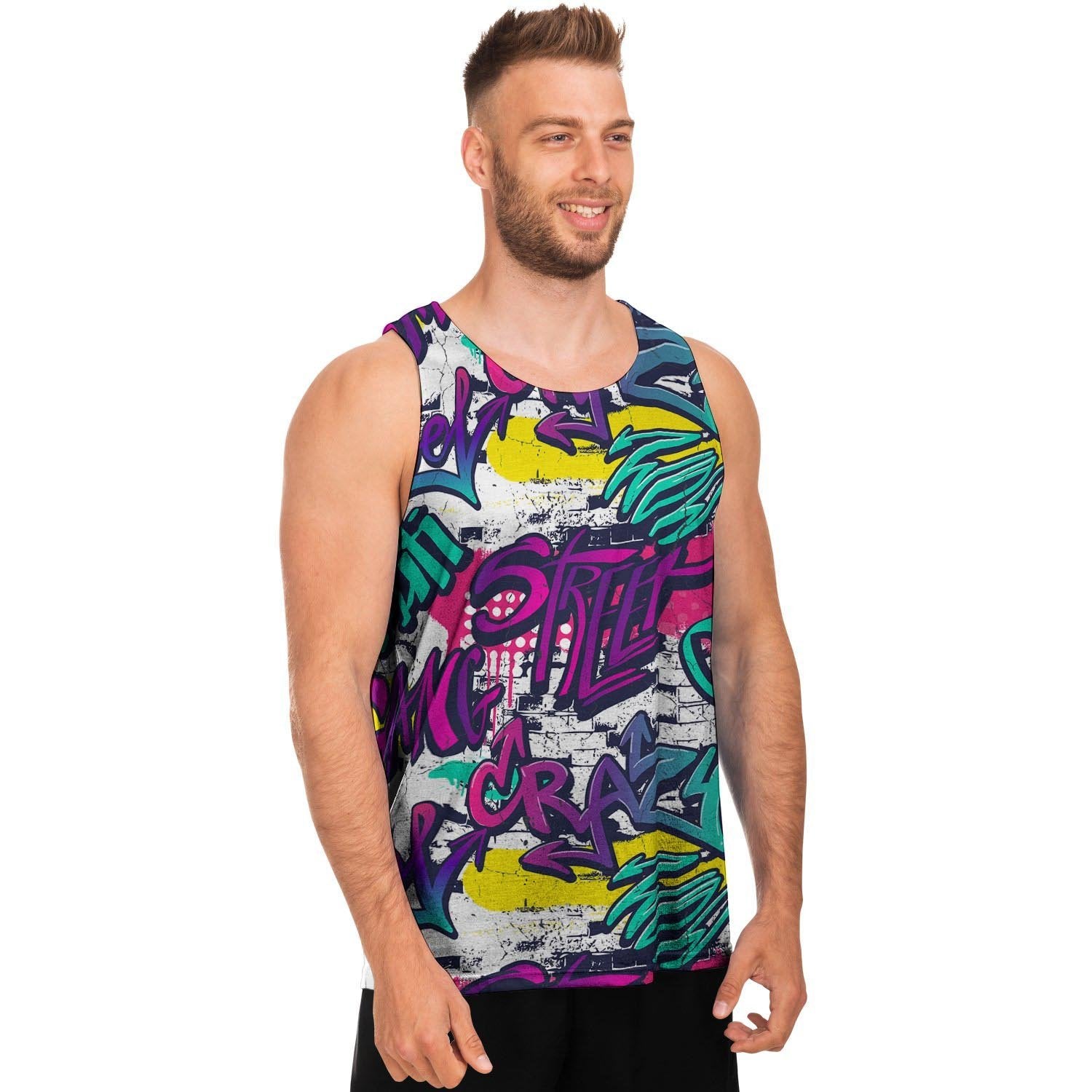 Graffiti Hiphop Print Men's Tank Tops-grizzshop
