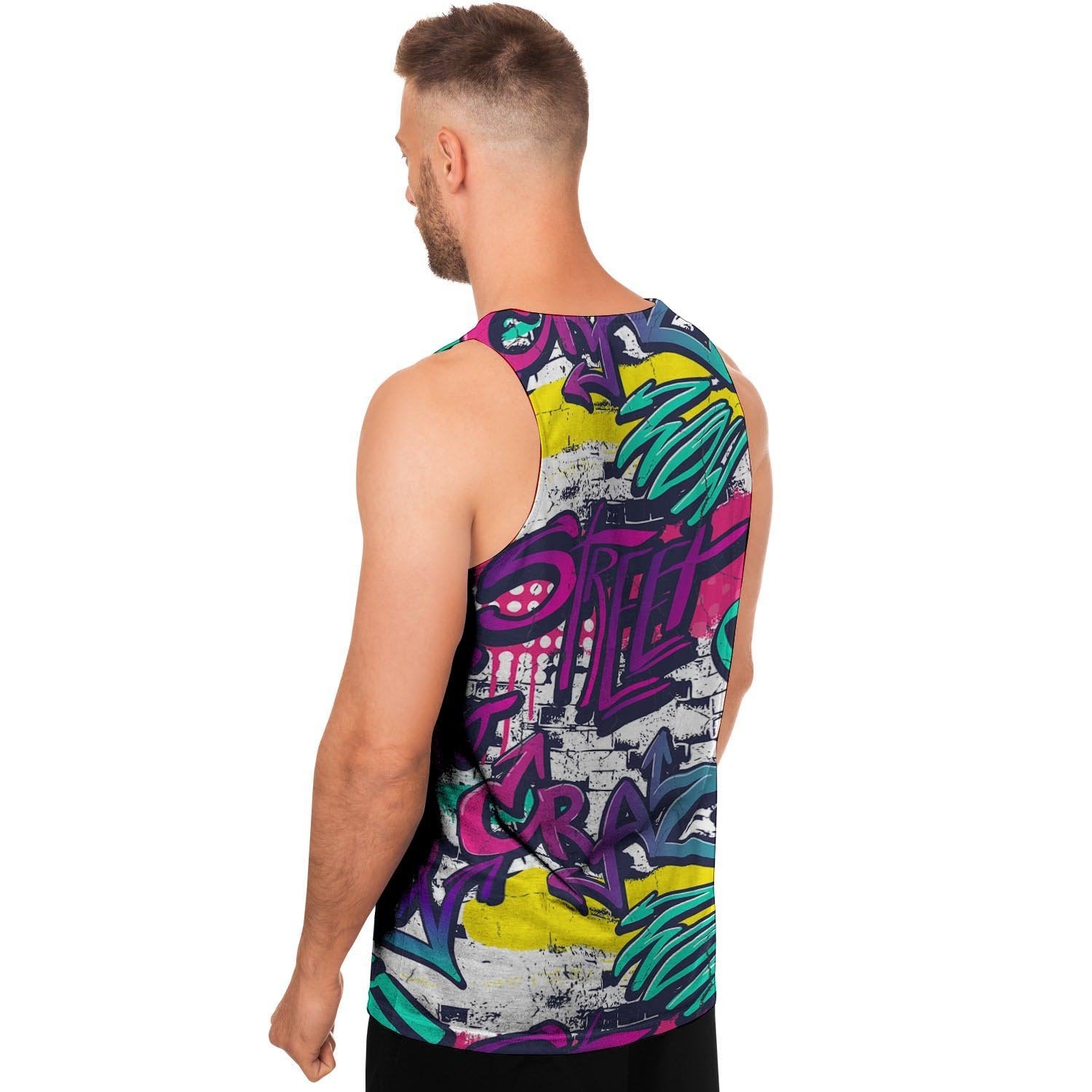 Graffiti Hiphop Print Men's Tank Tops-grizzshop