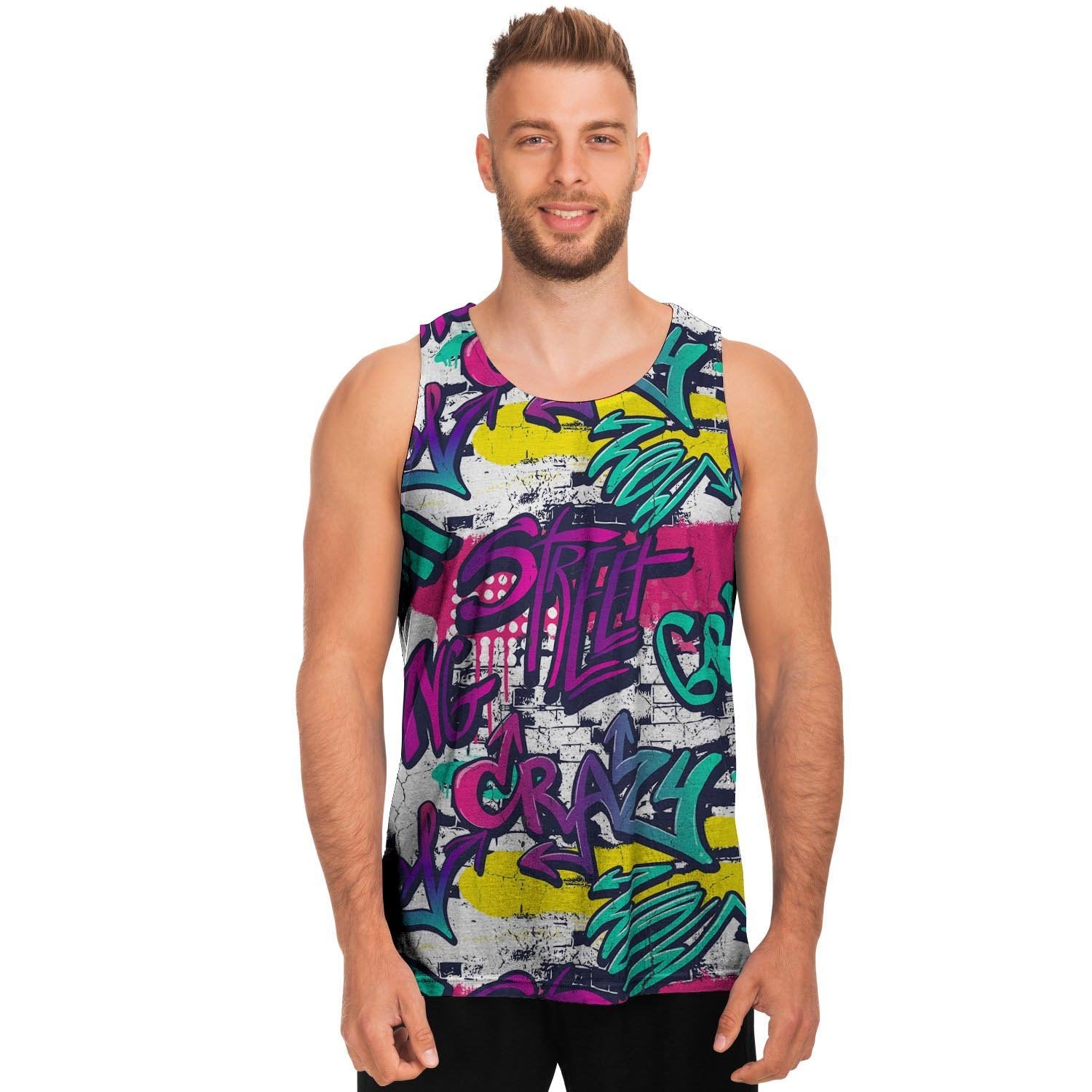 Graffiti Hiphop Print Men's Tank Tops-grizzshop