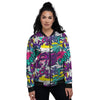 Graffiti Hiphop Print Women's Bomber Jacket-grizzshop