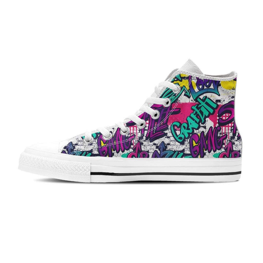 Graffiti Hiphop Print Women's High Top Shoes-grizzshop