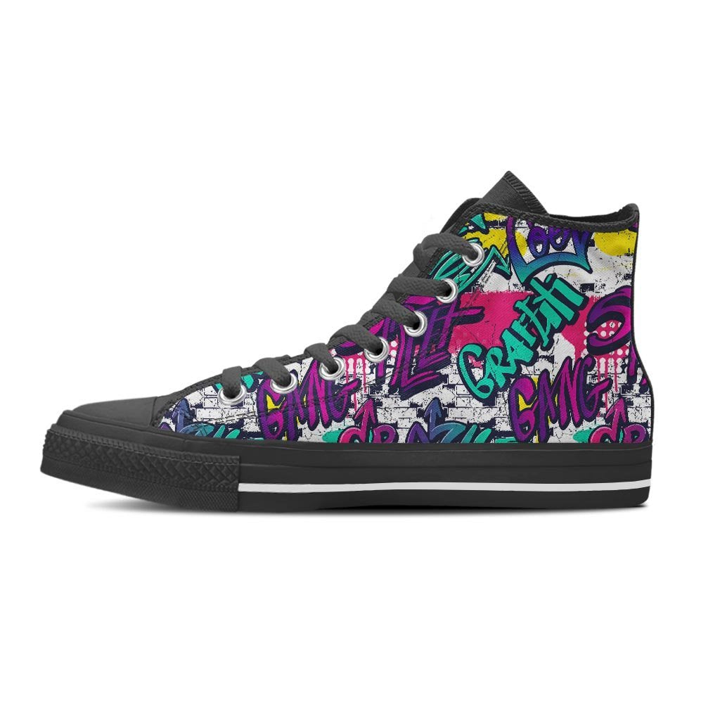 Graffiti Hiphop Print Women's High Top Shoes-grizzshop