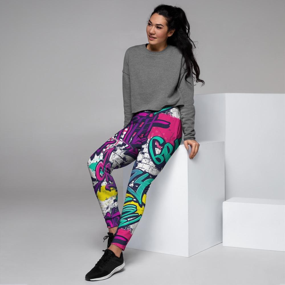 Graffiti Hiphop Print Women's Joggers-grizzshop