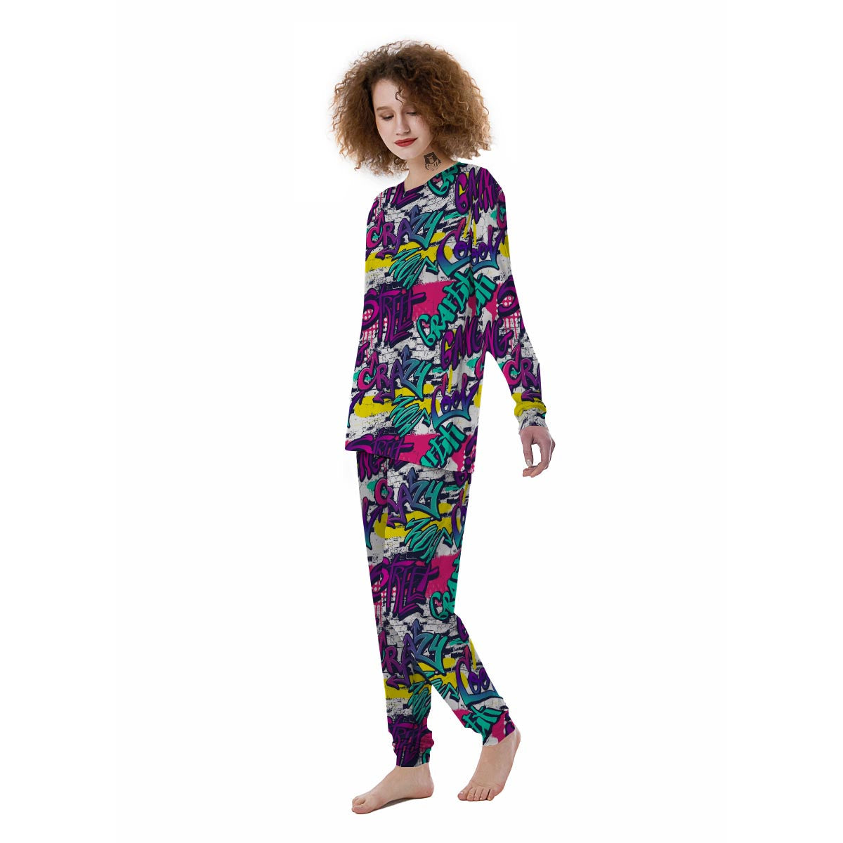 Graffiti Hiphop Print Women's Pajamas-grizzshop