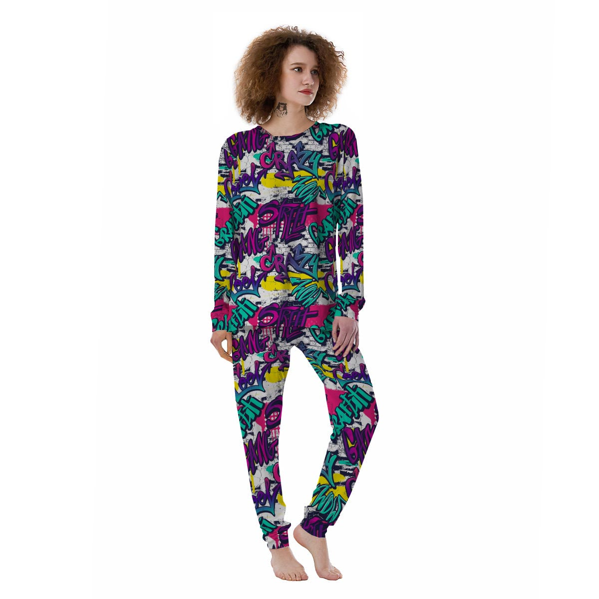 Graffiti Hiphop Print Women's Pajamas-grizzshop