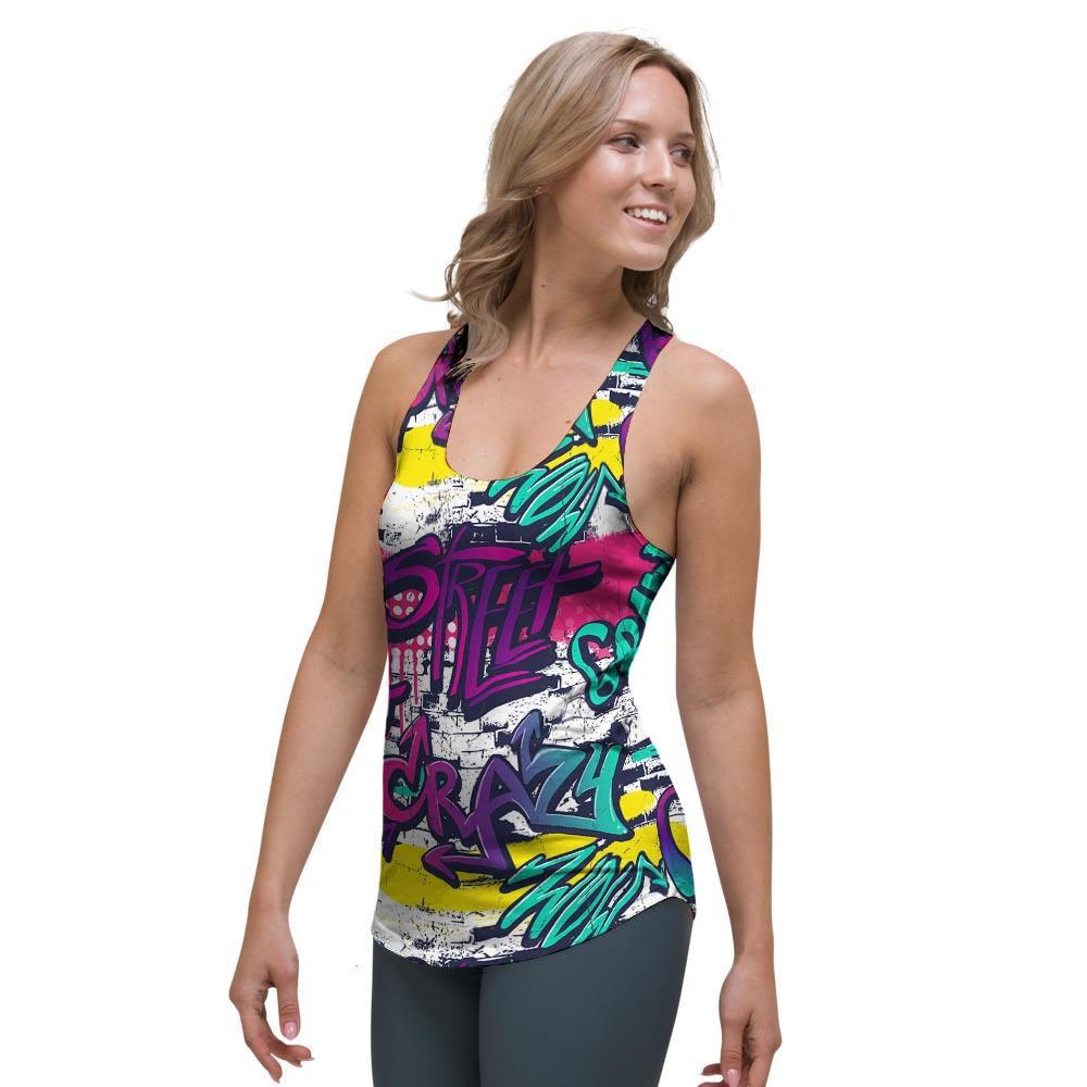 Graffiti Hiphop Print Women's Racerback Tank Top-grizzshop