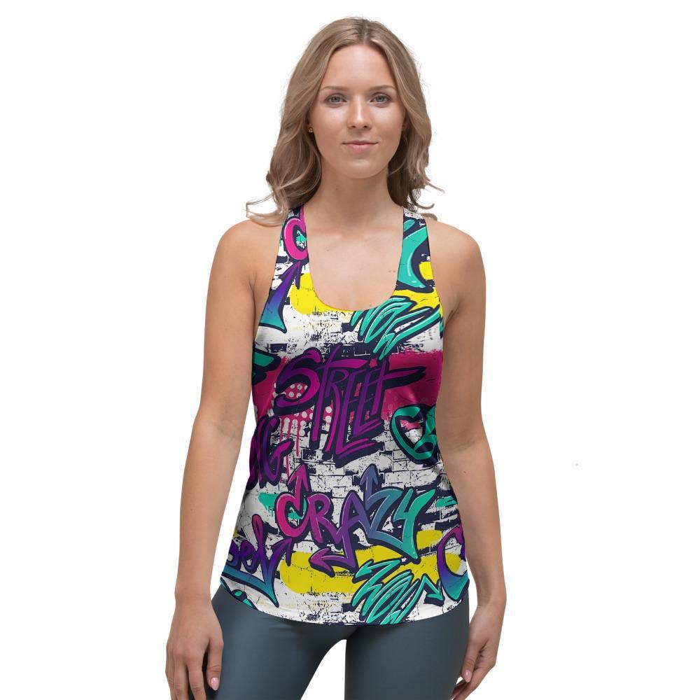 Graffiti Hiphop Print Women's Racerback Tank Top-grizzshop