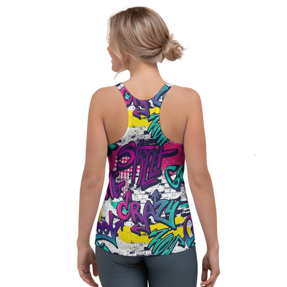 Graffiti Hiphop Print Women's Racerback Tank Top-grizzshop