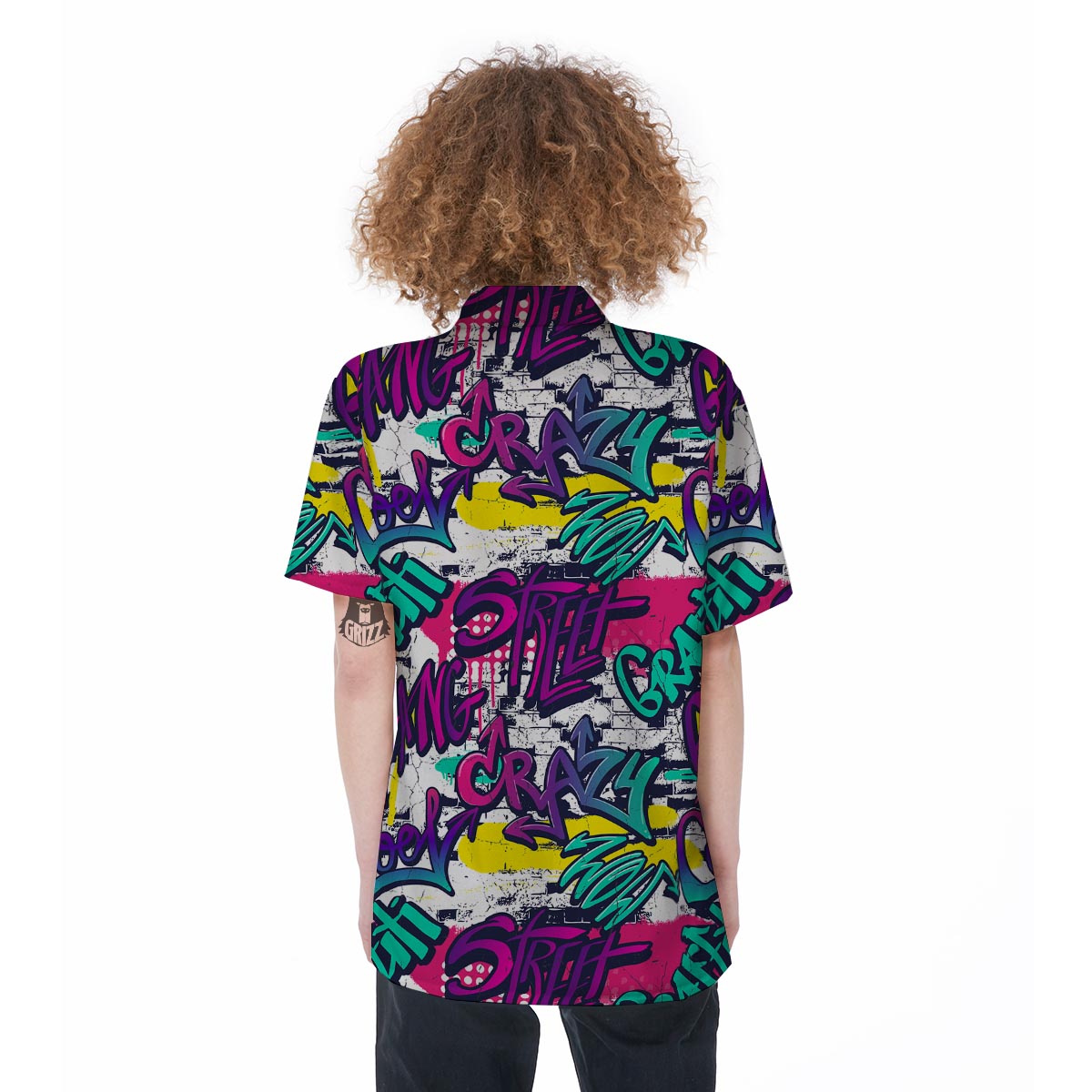 Graffiti Hiphop Print Women's Short Sleeve Shirts-grizzshop