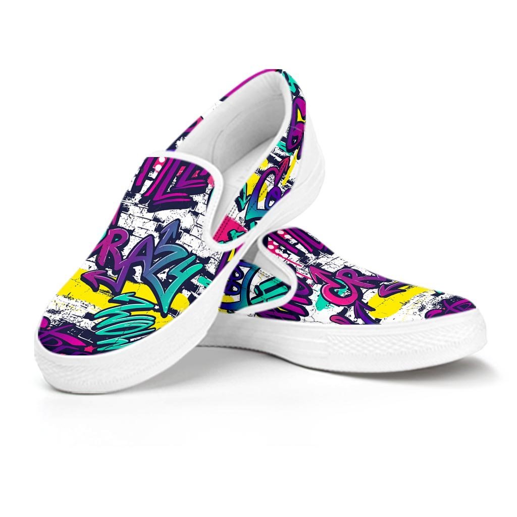 Graffiti Hiphop Print Women's Slip On Sneakers-grizzshop