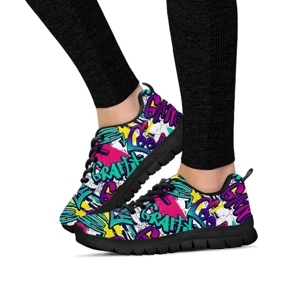 Graffiti Hiphop Print Women's Sneakers-grizzshop