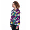 Graffiti Hiphop Print Women's Zip Up Hoodie-grizzshop