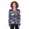 Graffiti Hiphop Print Women's Zip Up Hoodie-grizzshop