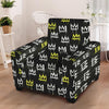 Graffiti Hiphop White And Yellow Crown Print Armchair Cover-grizzshop