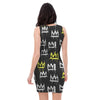 Graffiti Hiphop White And Yellow Crown Print Bodycon Dress-grizzshop