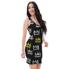 Graffiti Hiphop White And Yellow Crown Print Bodycon Dress-grizzshop