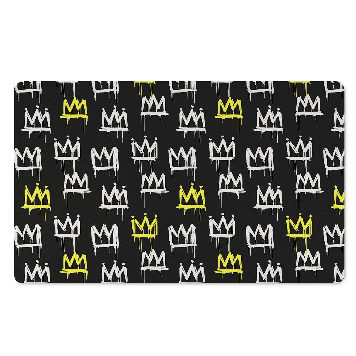 Graffiti Hiphop White And Yellow Crown Print Door Mat-grizzshop