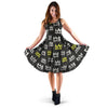 Graffiti Hiphop White And Yellow Crown Print Dress-grizzshop