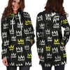 Graffiti Hiphop White And Yellow Crown Print Hoodie Dress-grizzshop