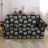 Graffiti Hiphop White And Yellow Crown Print Loveseat Cover-grizzshop