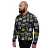 Graffiti Hiphop White And Yellow Crown Print Men's Bomber Jacket-grizzshop