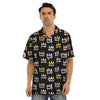 Graffiti Hiphop White And Yellow Crown Print Men’s Hawaiian Shirt-grizzshop