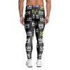 Graffiti Hiphop White And Yellow Crown Print Men's Leggings-grizzshop