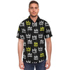 Graffiti Hiphop White And Yellow Crown Print Men's Short Sleeve Shirt-grizzshop