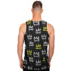 Graffiti Hiphop White And Yellow Crown Print Men's Tank Tops-grizzshop