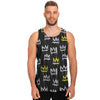 Graffiti Hiphop White And Yellow Crown Print Men's Tank Tops-grizzshop